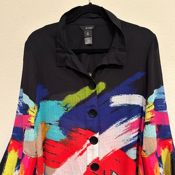 Ali Miles Jackets & Blazers - Ali Miles Multicolor Abstract Women's Blouse/Jacket